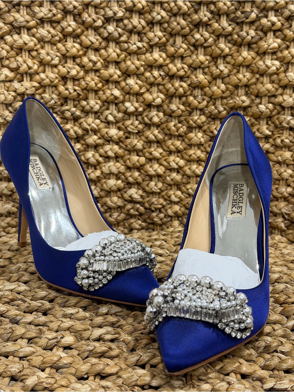 Badgley Mischka Women’s Olga Embellished Pump in French Blue Size 8.5